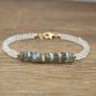 Labradorite & Moonstone Rondelle 3-4.5mm Faceted beads adjustable stacking bracelet | STK-4045