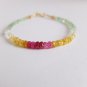 Multis Sapphire & Emerald Rondelle 3-4mm Faceted beads adjustable stacking bracelet | STK-4931