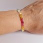 Multis Sapphire & Emerald Rondelle 3-4mm Faceted beads adjustable stacking bracelet | STK-4931