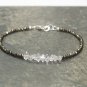 Pyrite & Herkimer Diamond Rondelle 2-4mm Faceted beads adjustable stacking bracelet | STK-5170