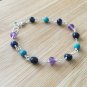 Amethyst, Turquoise & Dumortierite Mix 4mm Smooth beads adjustable stacking bracelet | STK-0534