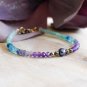Apatite, Amethyst & Amazonite Round 3-4mm Faceted beads adjustable stacking bracelet | STK-0671