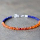 Carnelian & Lapis Lazuli Rondelle 3-3.5mm Faceted beads adjustable stacking bracelet | STK-1937