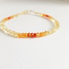 Carnelian & Shaded Citrine Rondelle 3.5mm Faceted beads adjustable stacking bracelet | STK-1950