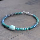 Chrysocolla With Amazonite Rondelle 3.5mm Faceted beads adjustable stacking bracelet | STK-2052