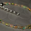 Ethiopian Opal Rondelle & Tumble 3.5-5x8mm Smooth beads adjustable stacking bracelet | STK-2698