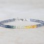 Labradorite & Multi Sapphire Rondelle 3mm Faceted beads adjustable stacking bracelet | STK-4049