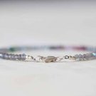 Labradorite & Multi Sapphire Rondelle 3mm Faceted beads adjustable stacking bracelet | STK-4099
