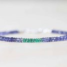 Iolite & Green Tourmaline Rondelle 2.5-3mm Faceted beads adjustable stacking bracelet | STK-3740