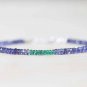 Iolite & Green Tourmaline Rondelle 2.5-3mm Faceted beads adjustable stacking bracelet | STK-3740
