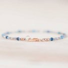 Labradorite & Chrysocolla Rondelle 2-2.5mm Faceted beads adjustable stacking bracelet | STK-4077