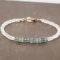 Moss Aquamarine & Moonstone Rondelle 3-4mm Faceted beads adjustable stacking bracelet | STK-4655