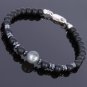 Black Onyx, Labradorite & Hematite Round 8mm Smooth beads adjustable stacking bracelet | STK-1166