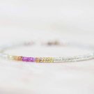 Lemon Quartz & Orange Sapphire Rondelle 3mm Faceted beads adjustable stacking bracelet | STK-4457