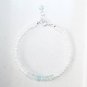 Rainbow Moonstone & Aquamarine Rondelle 4mm Faceted beads adjustable stacking bracelet | STK-5249
