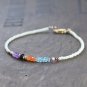 Amethyst, Carnelian & Apatite Rondelle 3-4mm Faceted beads adjustable stacking bracelet | STK-0492