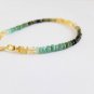 Blue, Green & Yellow Sapphire Rondelle 3-4mm Faceted beads adjustable stacking bracelet | STK-1776