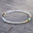 Citrine & Colombian Emerald Rondelle 3-3.5mm Faceted beads adjustable stacking bracelet | STK-2226