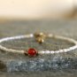 Fresh Water Pearl With Carnelian Oval 3-4.5mm Smooth beads adjustable stacking bracelet | STK-2919