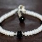 Freshwater Pearl With Black Onyx Rondelle 4mm Smooth beads adjustable stacking bracelet | STK-2927