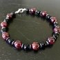 Garnet, Hematite & Black Obsidian Round 6-8mm Smooth beads adjustable stacking bracelet | STK-3196