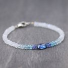 Kyanite & Moonstone Rondelle & Fancy 4-6x4mm Faceted beads adjustable stacking bracelet | STK-3821