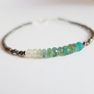 Moonstone, Emerald & Pyrite Rondelle 2-3.5mm Faceted beads adjustable stacking bracelet | STK-4610