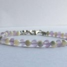 Pink Amethyst & Fresh Water Pearl Round 3-4mm Smooth beads adjustable stacking bracelet | STK-5087