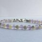 Pink Amethyst & Fresh Water Pearl Round 3-4mm Smooth beads adjustable stacking bracelet | STK-5087