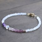 Amethyst, Moonstone & Spinel Rondelle 3-3.5mm Faceted beads adjustable stacking bracelet | STK-0510