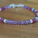 Amethyst, Tourmaline & Welo Opal Rondelle 3mm Faceted beads adjustable stacking bracelet | STK-0533