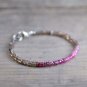 Andalusite & Pink Tourmaline Rondelle 3-3.5mm Faceted beads adjustable stacking bracelet | STK-0552