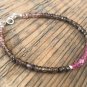Andalusite & Pink Tourmaline Rondelle 3.5-4mm Faceted beads adjustable stacking bracelet | STK-0553