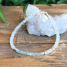 Aquamarine & Rainbow Moonstone Rondelle 3.5mm Faceted beads adjustable stacking bracelet | STK-0900