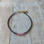 Black Obsidian & Pink Sapphire Rondelle 2-3mm Faceted beads adjustable stacking bracelet | STK-1086