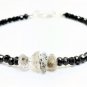 Black Onyx & Herkimer Diamond Rondelle 4-10mm Faceted beads adjustable stacking bracelet | STK-1144