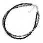 Black Rutile & Black Tourmaline Round 2-2.5mm Faceted beads adjustable stacking bracelet | STK-1204