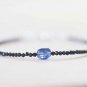 Black Spinel With Blue Sapphire Round 2-5x8mm Faceted beads adjustable stacking bracelet | STK-1378