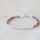Chocolate Moonstone & Zircon Rondelle 3-3.5mm Faceted beads adjustable stacking bracelet | STK-1985