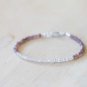 Chocolate Moonstone & Zircon Rondelle 3-3.5mm Faceted beads adjustable stacking bracelet | STK-1985