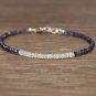 Ethiopian Opal & Iolite Rondelle 3mm Smooth & Faceted beads adjustable stacking bracelet | STK-2744