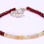Garnet & Ethiopian Opal Rondelle 3mm Faceted & Smooth beads adjustable stacking bracelet | STK-3144