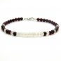 Garnet & Rainbow Moonstone Round 4mm Faceted & Smooth beads adjustable stacking bracelet | STK-3164