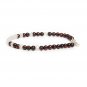 Garnet & Rainbow Moonstone Round 4mm Faceted & Smooth beads adjustable stacking bracelet | STK-3164