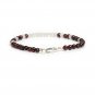 Garnet & Rainbow Moonstone Round 4mm Faceted & Smooth beads adjustable stacking bracelet | STK-3164