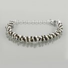 Golden Obsidian & Pearl Rondelle 3mm Faceted & Smooth beads adjustable stacking bracelet | STK-3235