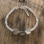 Gray Moonstone Rondelle & Cube 4-8mm Faceted & Smooth beads adjustable stacking bracelet | STK-3262