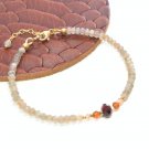 Grey Moonstone With Red Garnet Rondelle 3-5mm Faceted beads adjustable stacking bracelet | STK-3464