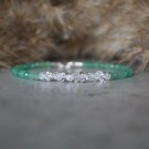 Herkimer Diamond & Green Aventurine Round 3mm Faceted beads adjustable stacking bracelet | STK-3559