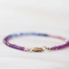 Iolite, Orange Sapphire & Garnet Rondelle 3mm Faceted beads adjustable stacking bracelet | STK-3765
